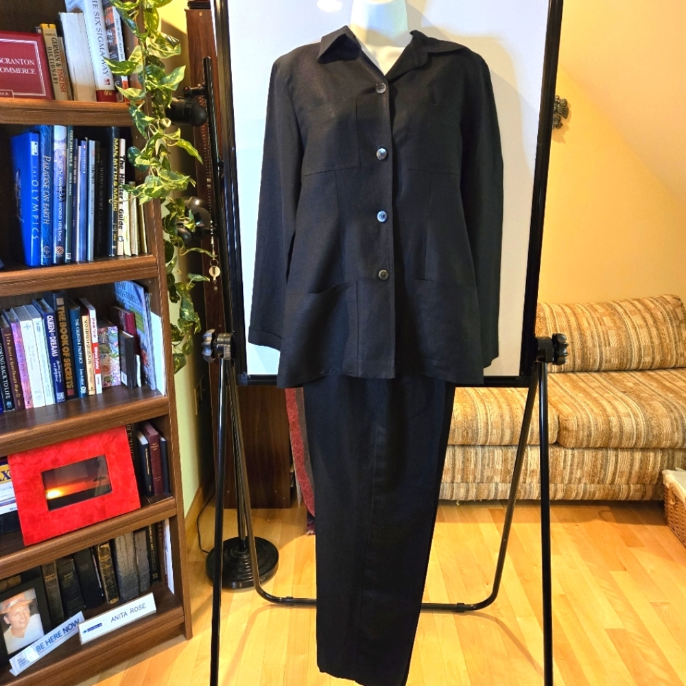 Mix&Match Jones Wear Woman's Black Linen Suit, Jacket, Pants, Skirt Size 12 & 14 - Picture 3 of 16